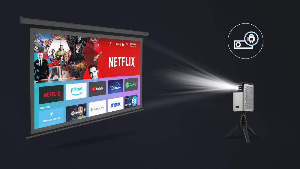 Projektor OVERMAX Multipic 8.1 HD - Wbudowany system Android, projektor wyświetlający oprogramowanie Android