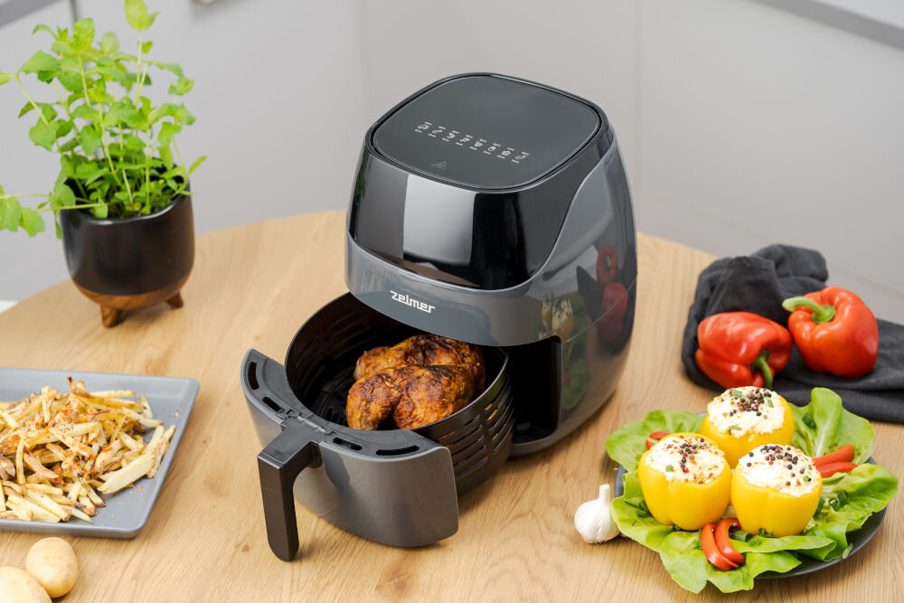 Frytownica ZELMER ZAF5502G pojemność 5 l większe porcje przestronny koszyk duże porcje dla rodzin na spotkania towarzyskie pyszne dania większe ilości