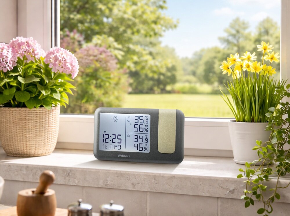 Stacja pogody WEBBER WS207 monitorowanie warunków pogodowych, dopasowanie ogrzewania lub wentylacji, komfort życia