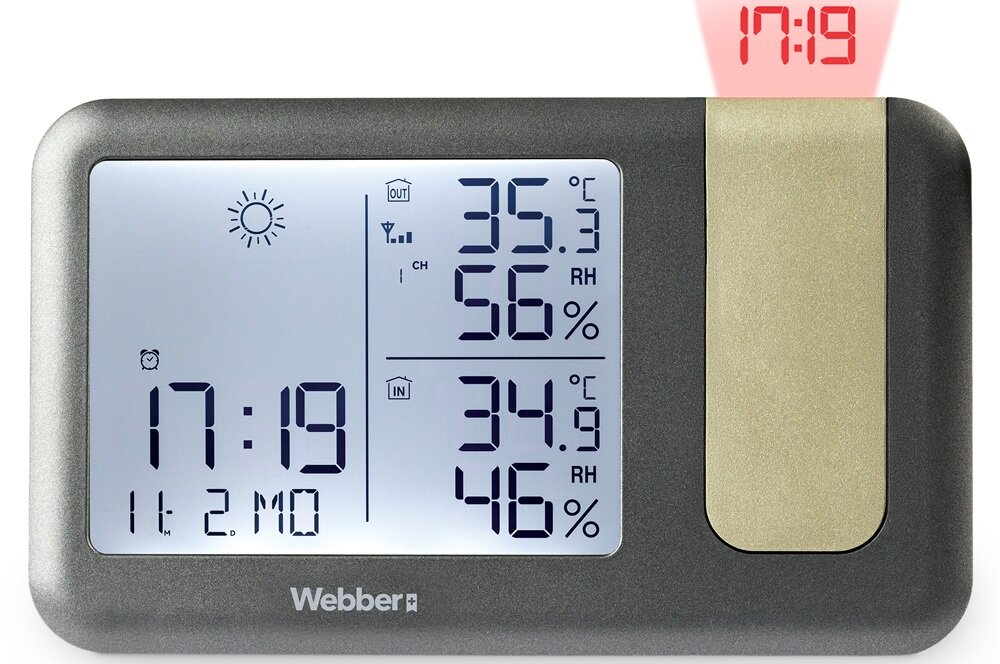 Stacja pogody WEBBER WS207 automatyczna synchronizacja radiowa, ustawienie czasu, oszczędność czasu