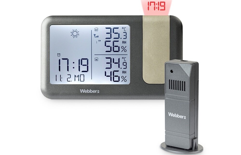 Stacja pogody WEBBER WS207 wbudowany budzik, zegar przy łóżku, kilka funkcji w jednym