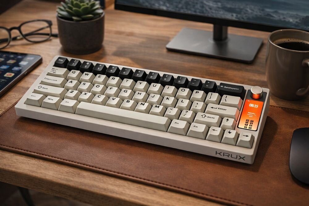 Klawiatura KRUX Drox - klawiatura na biurku przed monitorem