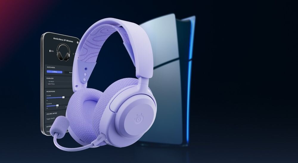 STEELSERIES Arctis Nova 3 słuchawki gamingowe 2.4GHz Bluetooth dźwięk Hi-Fi komfort wieloplatformowy, słuchawki, smartfon oraz xbox na ciemnym tle