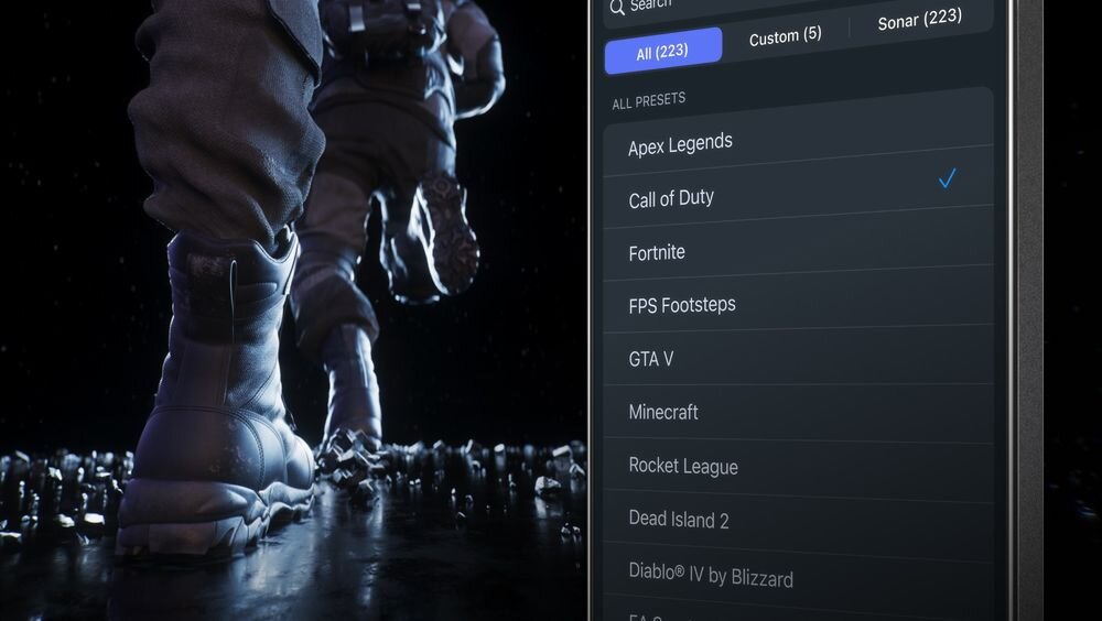 STEELSERIES Arctis Nova 3 presety Call of Duty Fortnite gaming dźwięk kroki, smartfon, kadr z gry