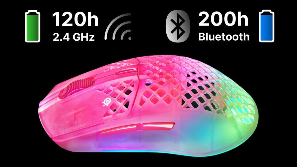 STEELSERIES Aerox 3 SteelSeries Aerox 3 Wireless Gen 2 200 godzin pracy Bluetooth 120 godzin paśmie 2,4 GHz - mysz z czasem pracy na baterii