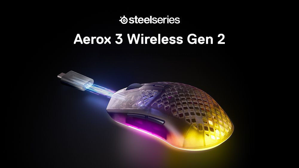 STEELSERIES Aerox 3 - mysz na ciemnym tle z odbiornikiem usb-c