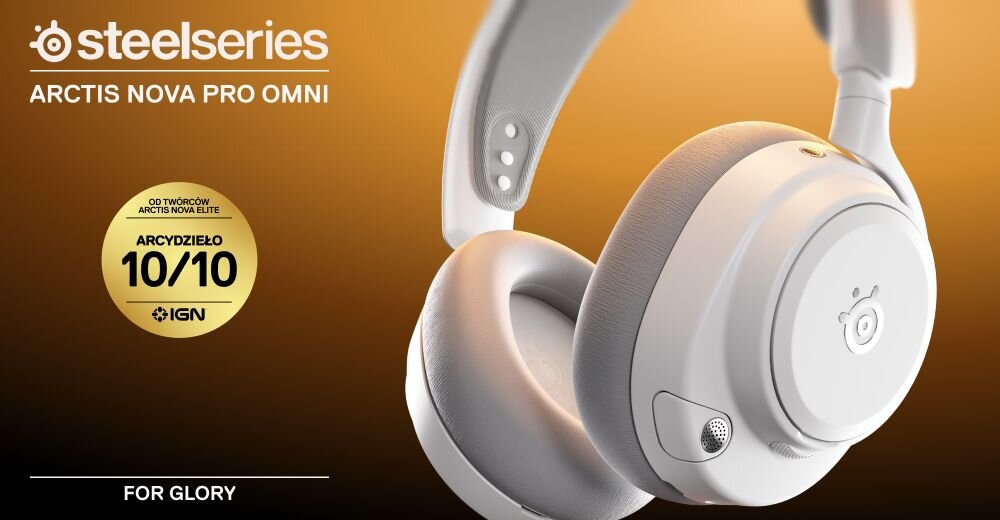 STEELSERIES Arctis Nova Pro Omni bezprzewodowe słuchawki gamingowe wieloźródłowe połączenie Hi-Resolution Audio, słuchawki na czarno złotym tle