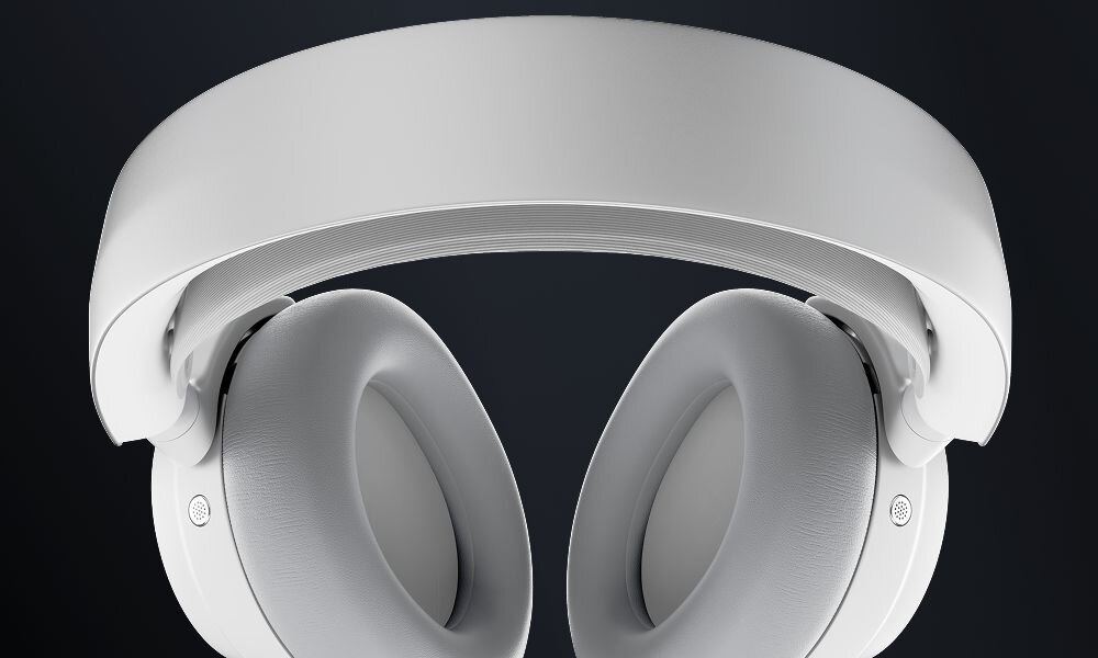 STEELSERIES Arctis Nova Pro Omni słuchawki gamingowe ChatMix regulacja głośności wyciszenie mikrofonu trzy kolory, słuchawki na ciemnym tle