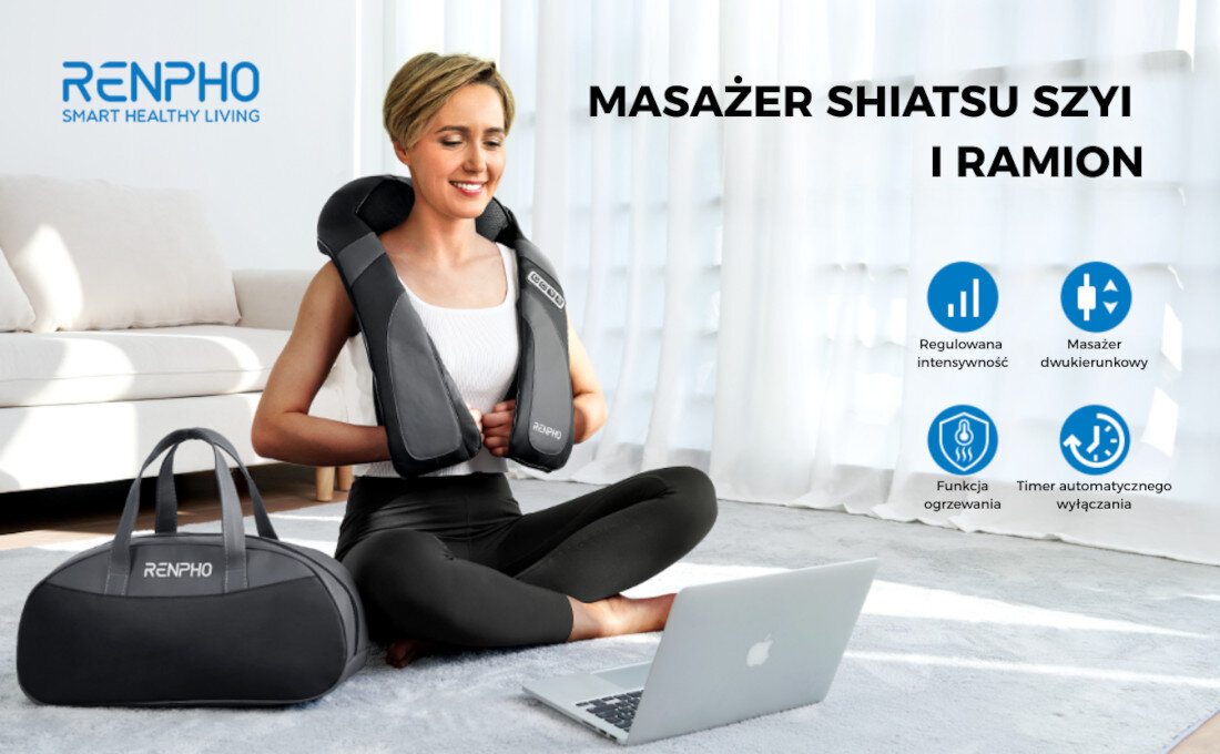 Masażer do karku RENPHO Shiatsu U-Neck Go zdjęcie lifestyle W domowym zaciszu
