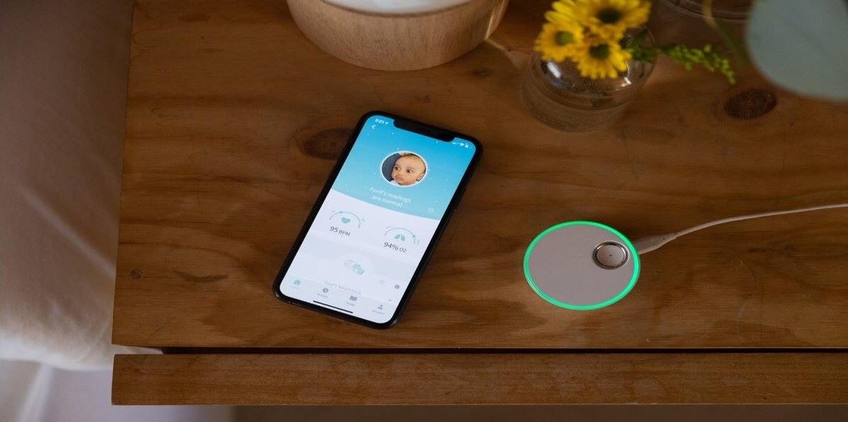 Niania elektroniczna OWLET Smart Sock 3 monitor oddechu Granatowy pulsoksymetrię czujnik poziom tlenu stacja dokującej