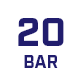 Ikona z ciemnoniebieskim napisem \'20 BAR\' na białym tle.