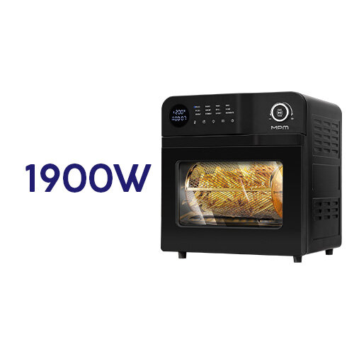 Frytkownica MFR-15 z podświetlonym wnętrzem - w koszyku frytki. Przy urządzeniu oznaczenie mocy: 1900 W.