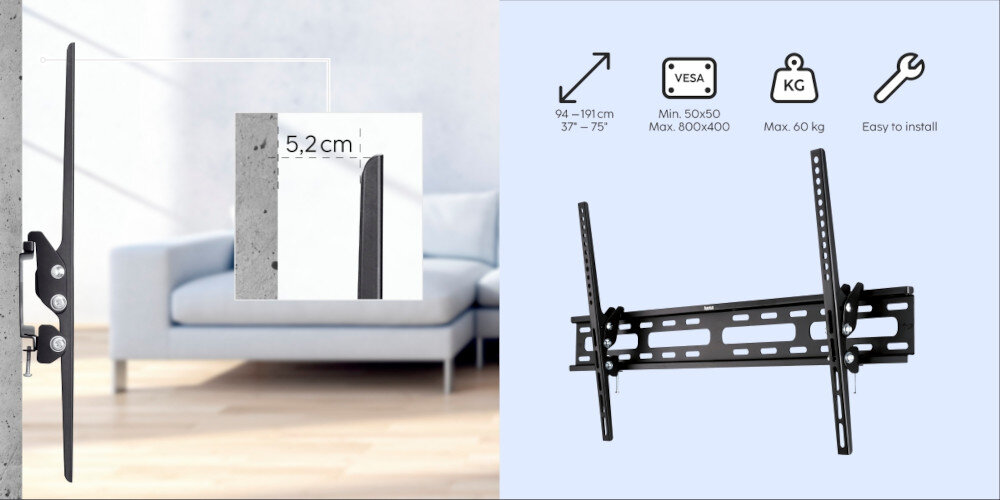 Uchwyt HAMA do TV 37-75 cali Motion XL 220816 - Uniwersalne dopasowanie