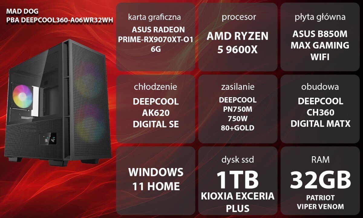 Osoba siedzi przy biurku, używając komputera z podświetlaną klawiaturą i słuchawkami na głowie. W tle widoczne jest żółte tło z dużym symbolem odtwarzania oraz półka z książkami.
