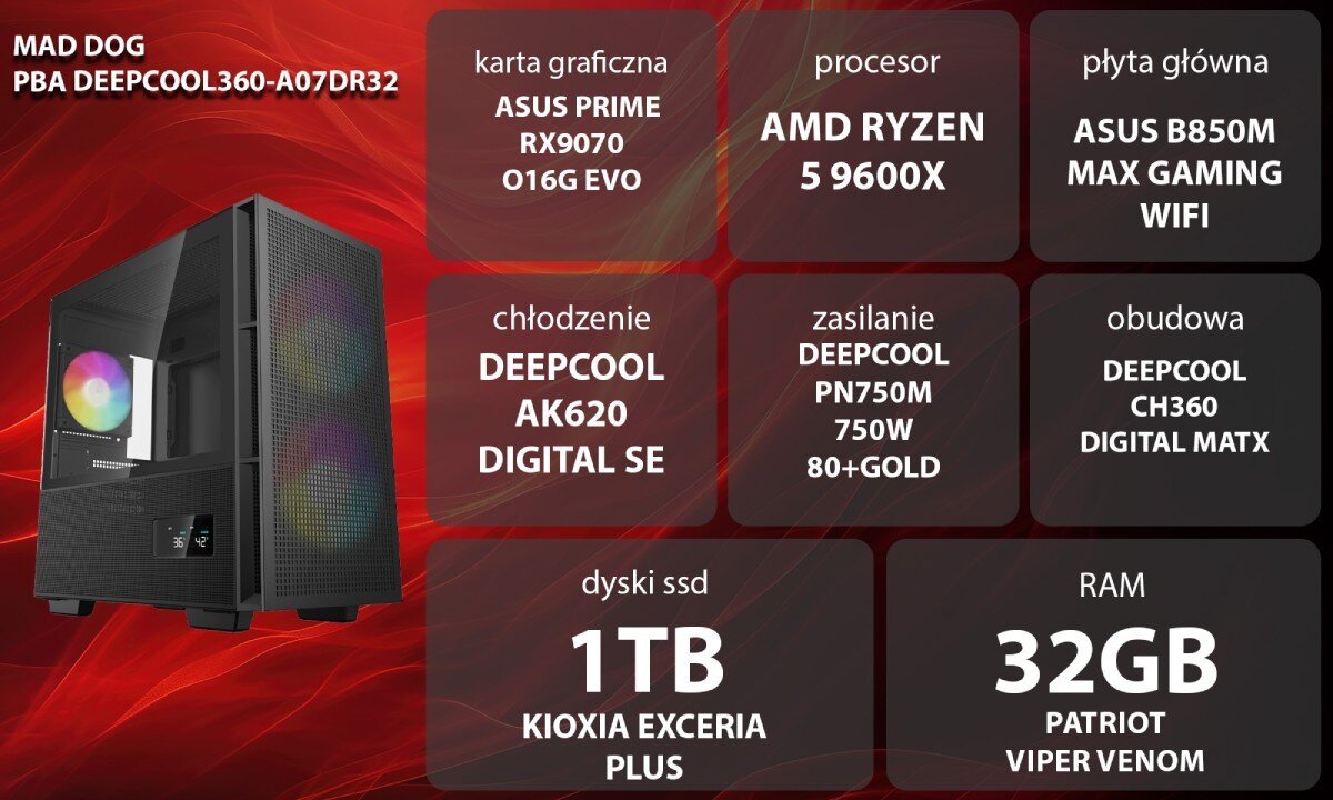 Osoba siedzi przy biurku, używając komputera z podświetlaną klawiaturą i słuchawkami na głowie. W tle widoczne jest żółte tło z dużym symbolem odtwarzania oraz półka z książkami.