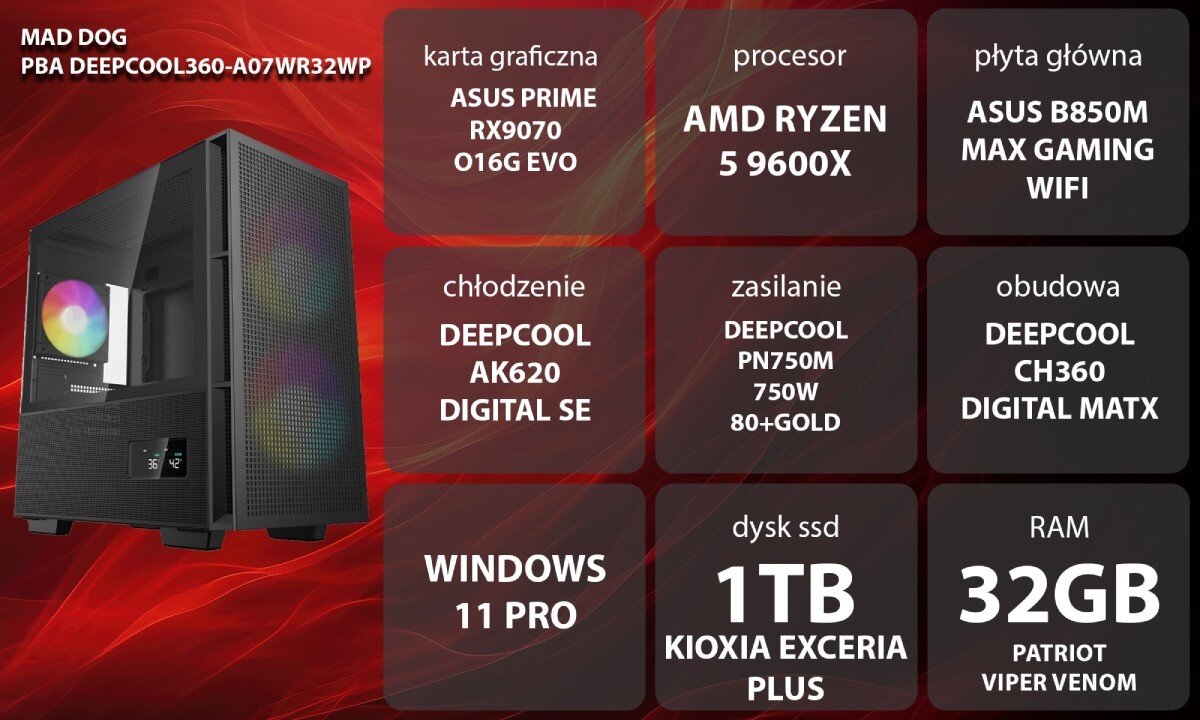 Osoba siedzi przy biurku z komputerem, używając klawiatury i słuchawek. W tle widoczne jest żółte tło z dużym symbolem odtwarzania.