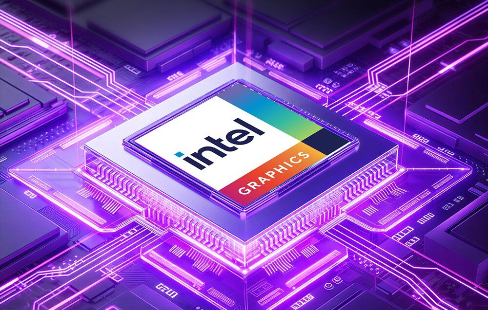 Komputer GMKTEC K15-32RAM Grafika przedstawia procesor zintegrowany z układem graficznym Intel Graphics umieszczony na płycie głównej komputera, układ graficzny, monitory