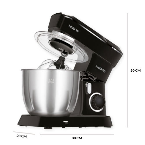 Robot planetarny MRK-25 z misą. Obok oznaczenia poszczególnych wymiarów.