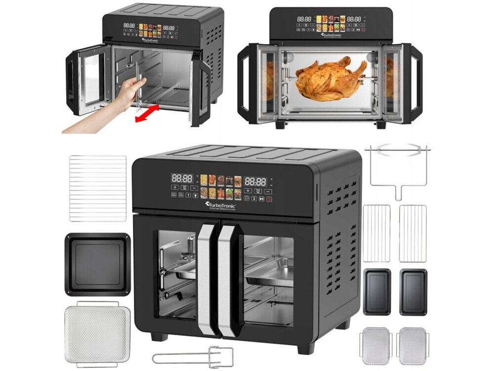 Piekarnik TURBOTRONIC TT-AFO240 Czarny pojemny, niewielki rozmiar, pieczenie, oszczędność miejsca