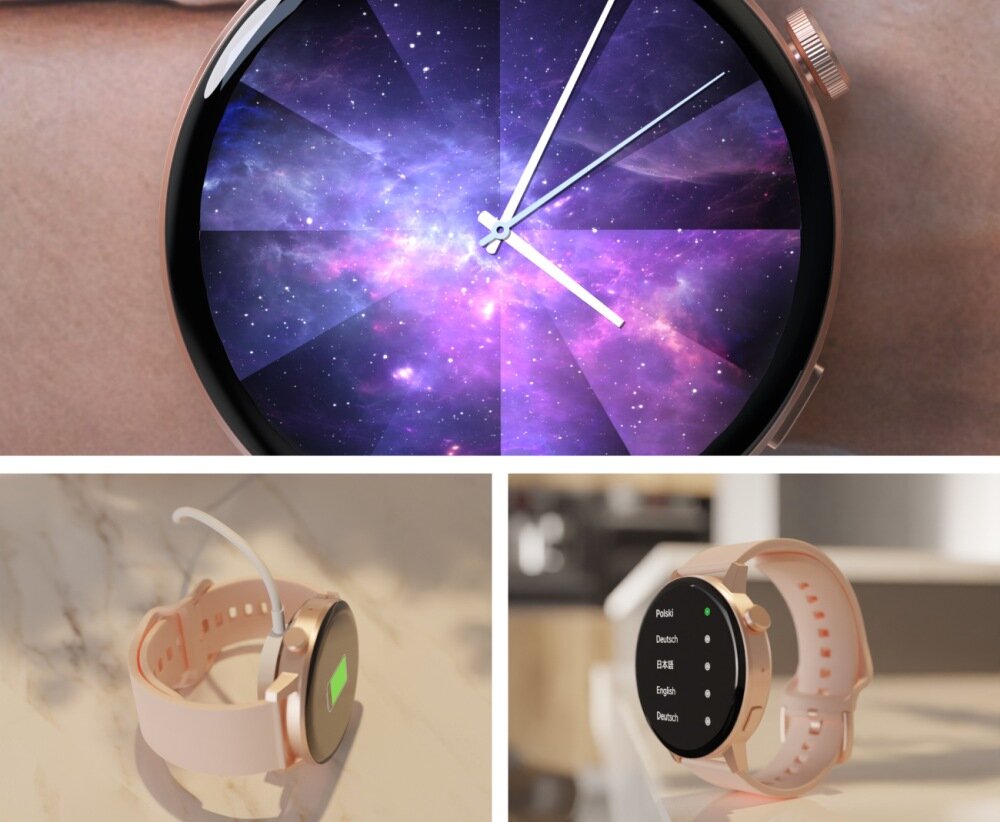 Smartwatch FOREVER Forevive 4 SB-350 ekran bateria czujniki zdrowie sport pasek ładowanie pojemność rozdzielczość łączność sterowanie krew puls rozmowy smartfon aplikacja