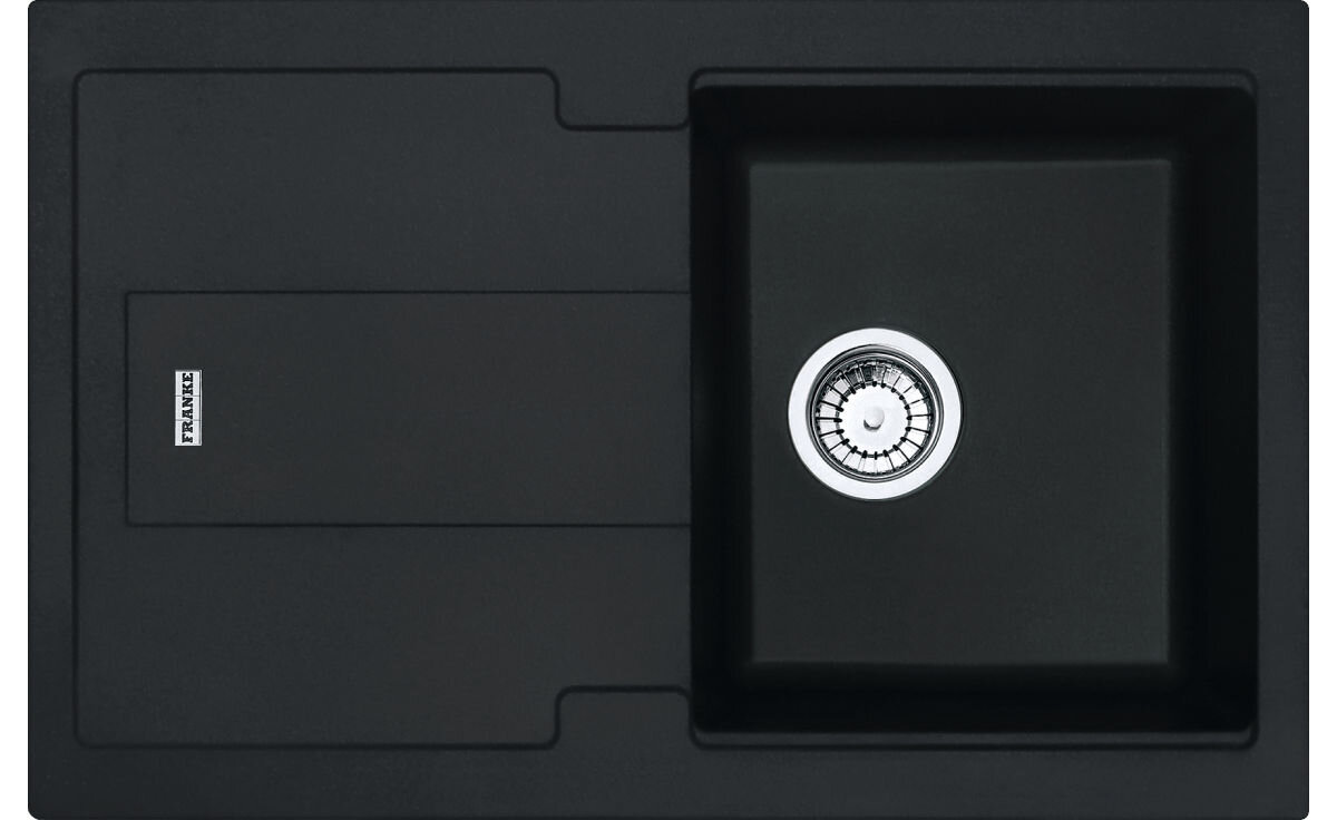 Zlewozmywak jednokomorowy z ociekaczem FRANKE Bellini BLG 611-78 114.0700.120 Onyx 50x78 widok na zlew z góry odporność na plamy trwałość kwarc fragranite wytrzymałość