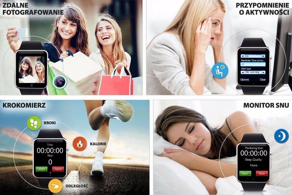 Smartwatch MANTA MA429 ekran bateria czujniki zdrowie sport pasek 