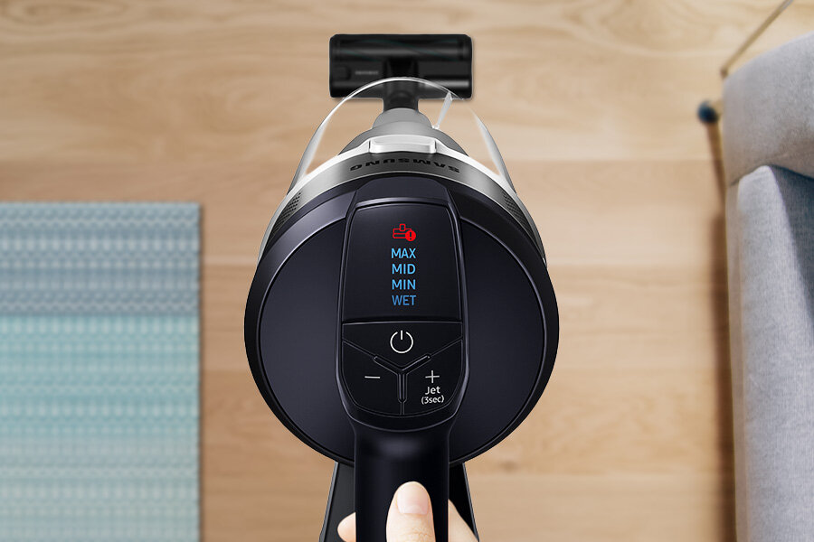 Widok panelu sterującego odkurzacza Samsung VS20B75ACR5/GE