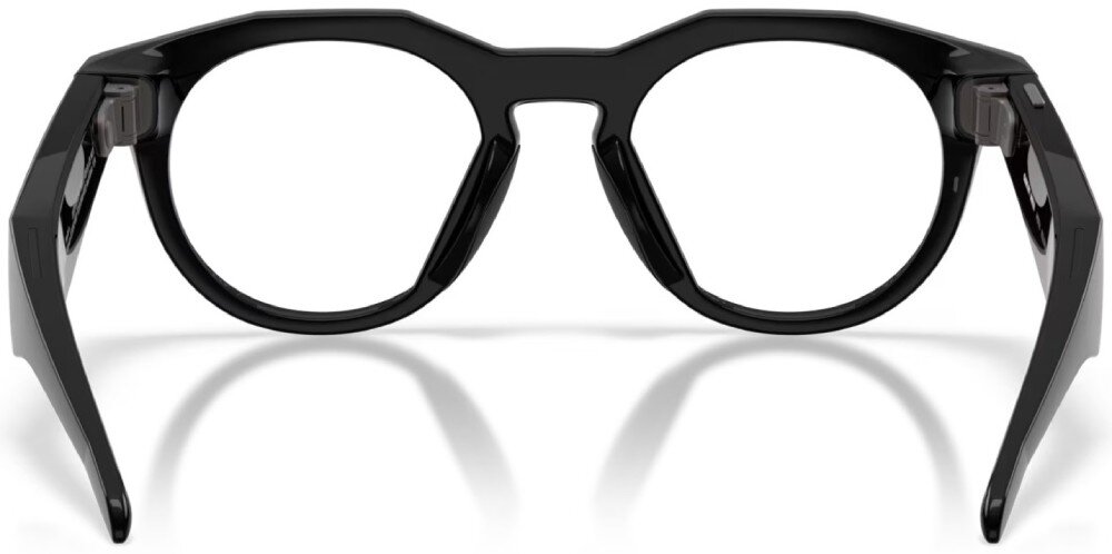 Czarne okulary z grubymi zausznikami, na których widnieje napis \'OAKLEY Meta HSTN\'. Zauszniki mają błyszczące wykończenie i logo producenta.