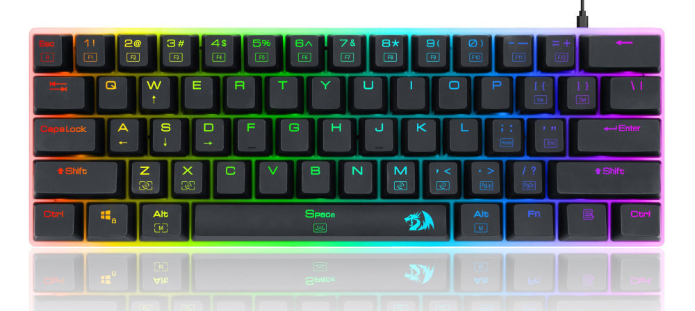 Redragon Alien Podświetlenie RGB 11 trybami efektów pięcioma poziomami jasności regulacją tempa animacji