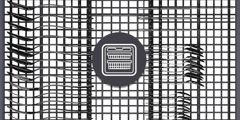 Zmywarka CANDY RapidÓ CF 3C7L1W szuflada wnętrze grafika trzecia szuflada sztuće drobne akcesoria wykorzystanie przestrzeni