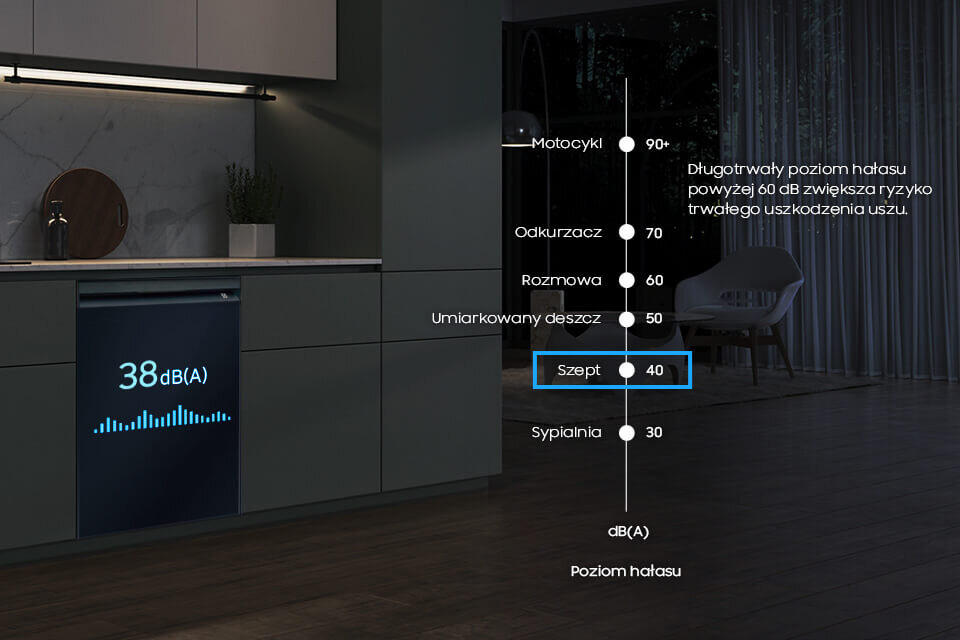 Dzięki wbudowanemu silnikowi Digital Inverter zmywarka DW60BB890UAPET pracuje ciszej