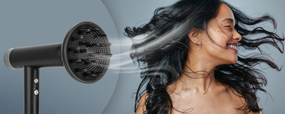 Suszarka HUMANAS AirTouch HD-AT03 2000W funkcjonalne rozwiązania stylowy design technologia jonizacji waży 427 g bez kabla i końcówek podczas długich stylizacji zdejmowana kratka wlotu powietrza usaunięcie nagromadzonego kurzu higiena podczas użytkowania system zabezpieczający bezpieczeństwo podczas użytkowania   