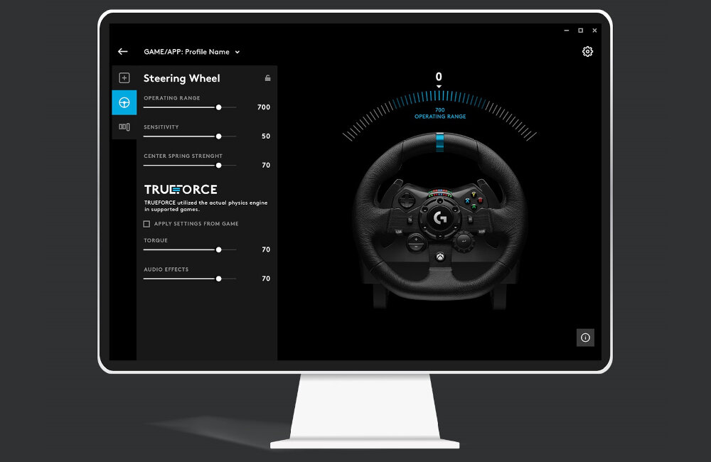 Kierownica LOGITECH G923 dostosowywanie przycisków widok kierownica skos