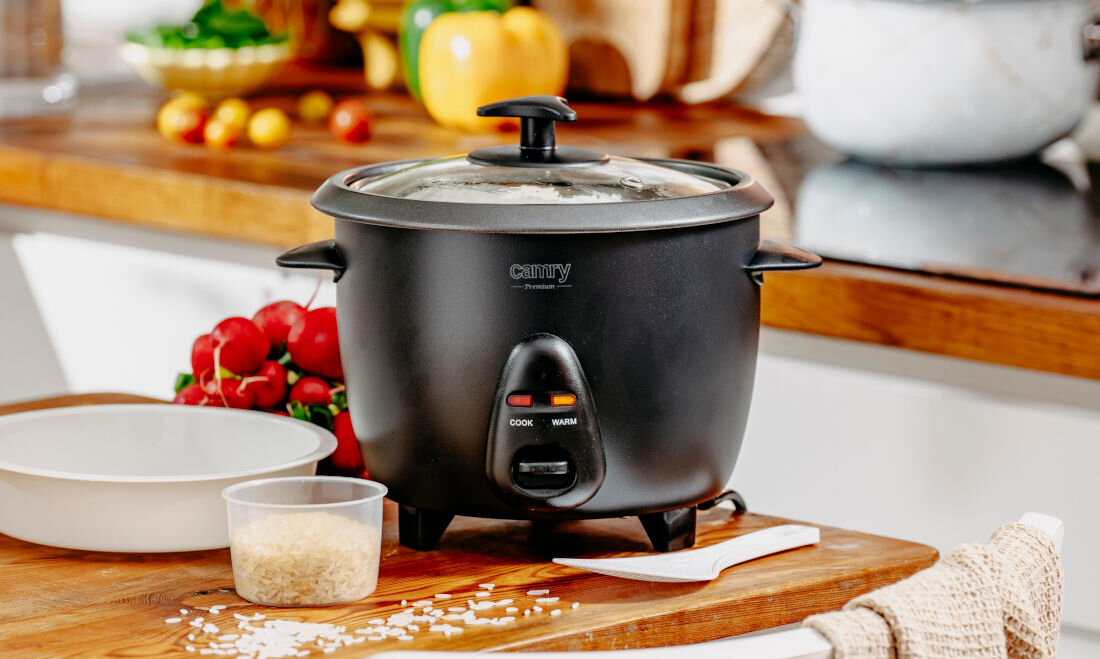 Ryżowar CAMRY CR 6419 Wygodna kontrola procesu Szklana pokrywka z otworem wentylacyjnym System zabezpieczeń  ochrona