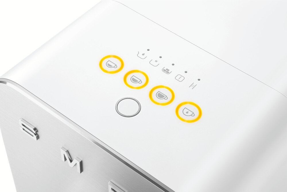 Ekspres SMEG BCC11WHMEU 18 cm szerokości Automatyka i oszczędność Inteligentne alarmy informacja  Funkcja automatycznego wyłączenia wygoda komfort