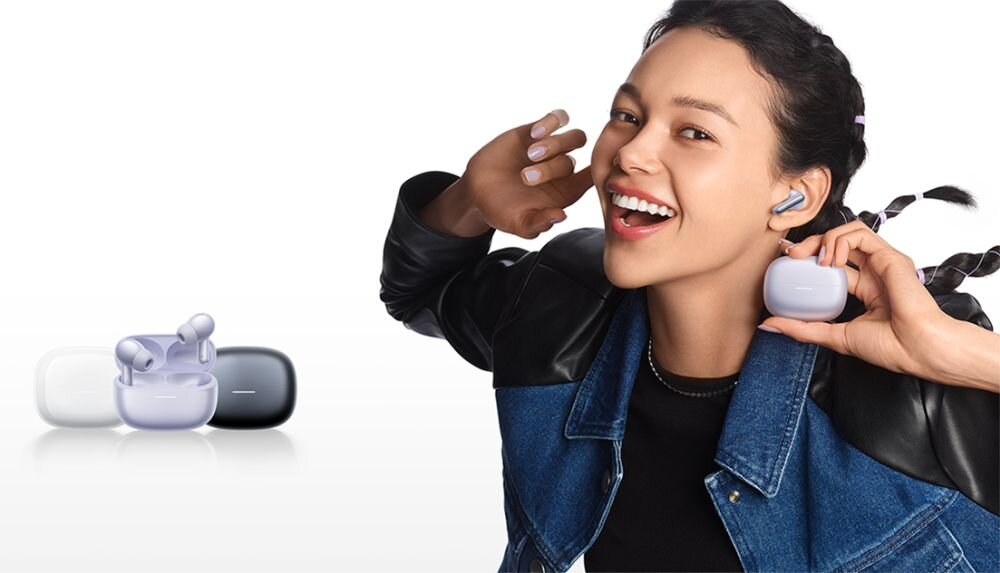 Słuchawki Redmi Buds 6 Pro usmiech na twarzy sluchawki w uszach