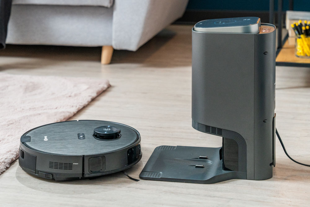 Robot sprzątający SETTI+ RV950S wyjmowanie zbiornika na kurz czas pracy bateria 5200 mAh czas ładowania do 180 minut pracy do 5 godzin ładowania