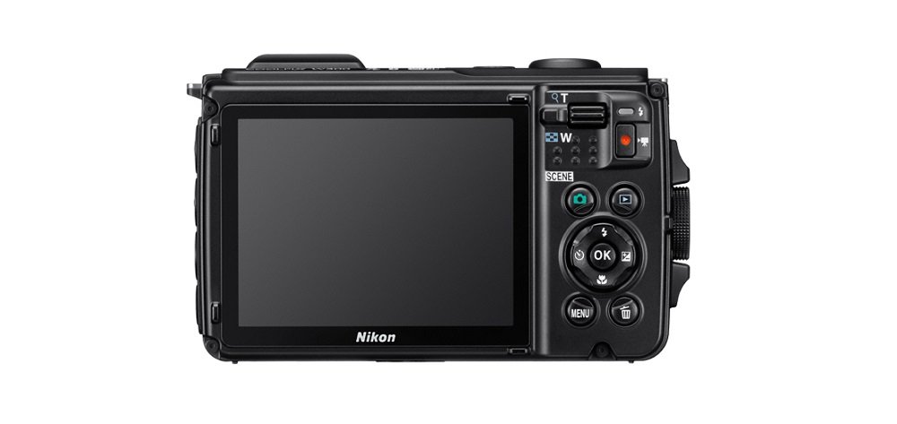 Aparat NIKON Coolpix W300 Pomarańczowy - Zestaw Holiday + Wodoszczelny plecak VAECSS66 widok tył