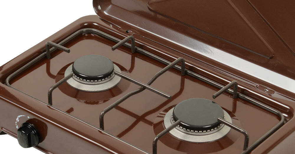 RAVANSON-K-02BR kuchenka gazowa pola grzewcze metalowy ruszt obudowa stabilna podstawa emalia temperatury