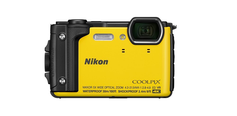 Aparat NIKON Coolpix W300 Żółty - Zestaw Holiday + Wodoszczelny plecak VAECSS66 widok front ogólny