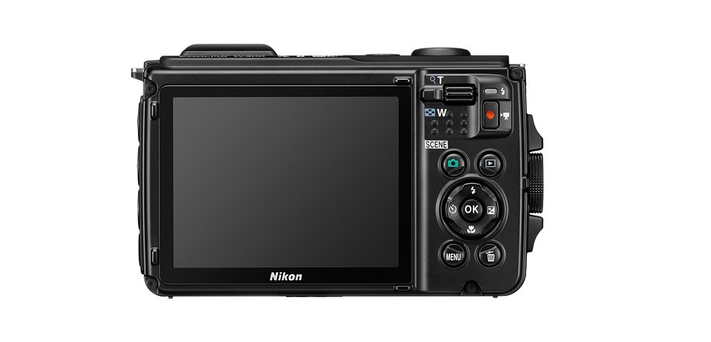 Aparat NIKON Coolpix W300 Żółty - Zestaw Holiday + Wodoszczelny plecak VAECSS66 widok tył