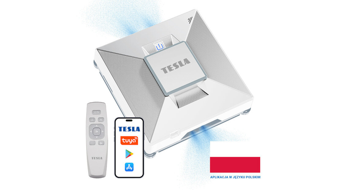 Robot do mycia okien TESLA RoboStar W800 Steruj aplikacją i pilotem za pomocą aplikacji TESLA Smart Android/iOS łączność Wi-Fi i Bluetooth 4.2+ Alternatywnie, dołączony pilot