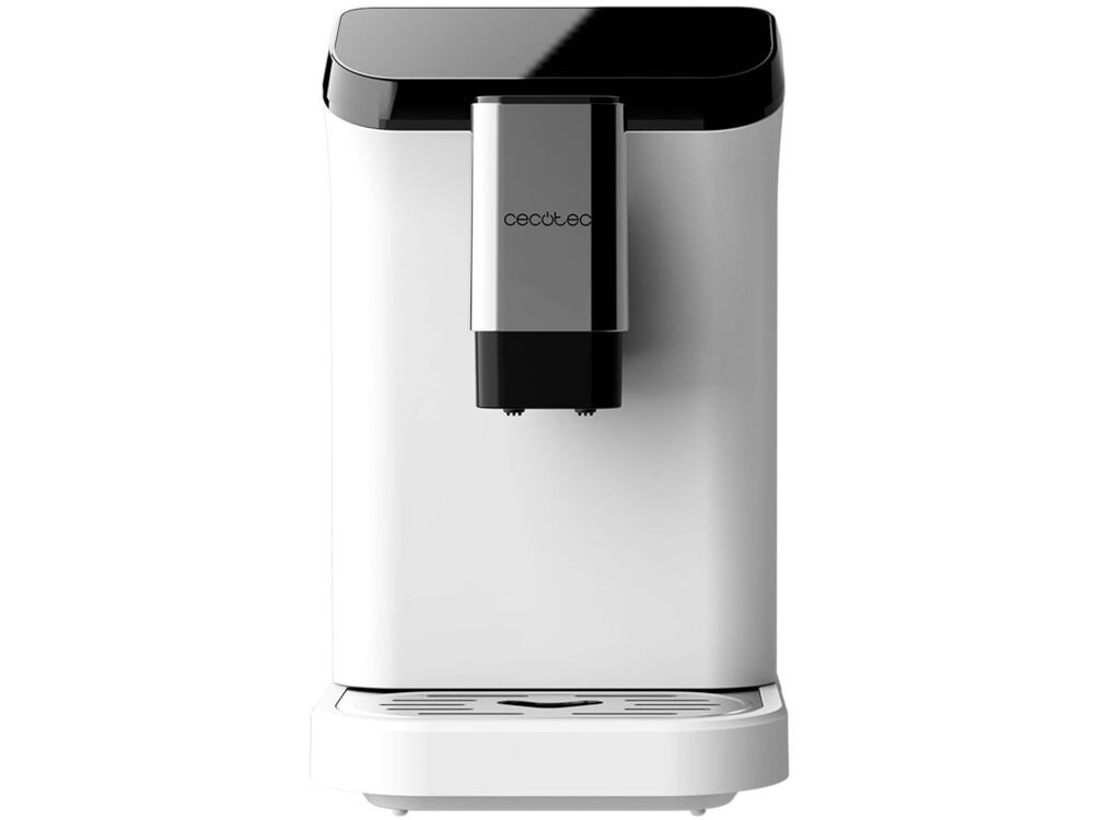 Ekspres CECOTEC Cremmaet Macchia Biały funkcja automatycznego czyszczenia przepłukiwanie kanałów ułatwienie konserwacji pełnia smaku kawy automatyczne wyłączenie tryb czuwania oszczędność energii gotowość urządzenia do pracy 