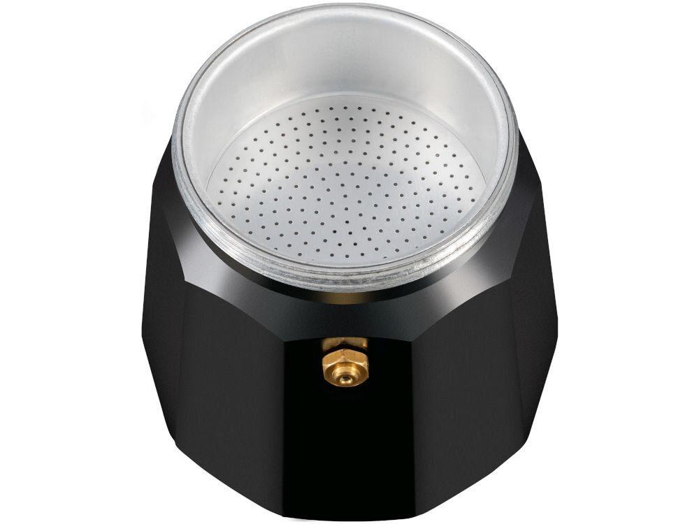 Kawiarka GÖTZE & JENSEN CA310 Widok z góry na dolny zbiornik i sitko czarnej kawiarki indukcyjnej Götze & Jensen.