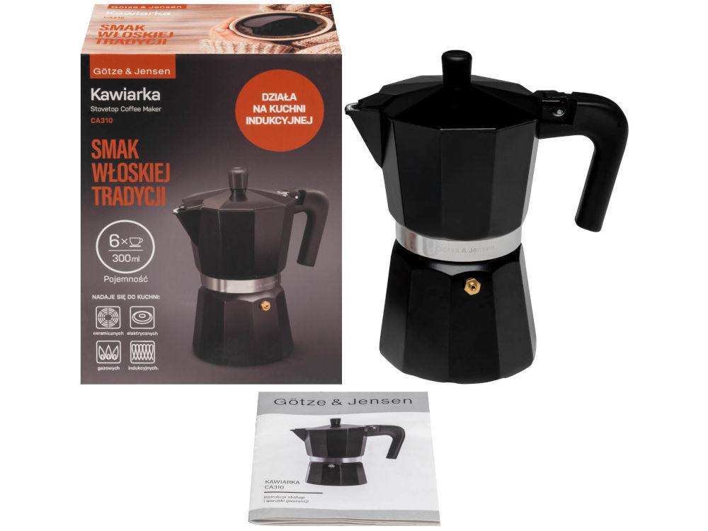 Kawiarka GÖTZE & JENSEN CA310 Zestaw kawiarka Götze & Jensen CA310 z oryginalnym opakowaniem i instrukcją obsługi.