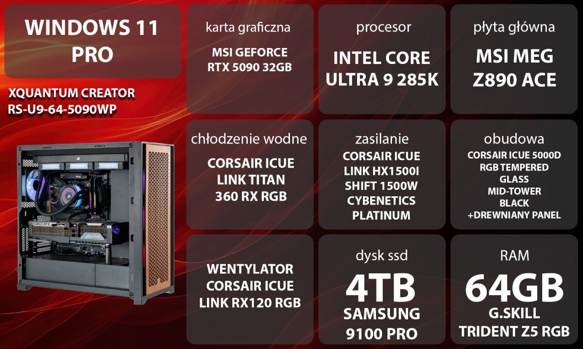 Osoba siedzi przy biurku, używając komputera z dużym monitorem, na którym wyświetlana jest gra. W tle widoczne są żółte panele i logo media expert.