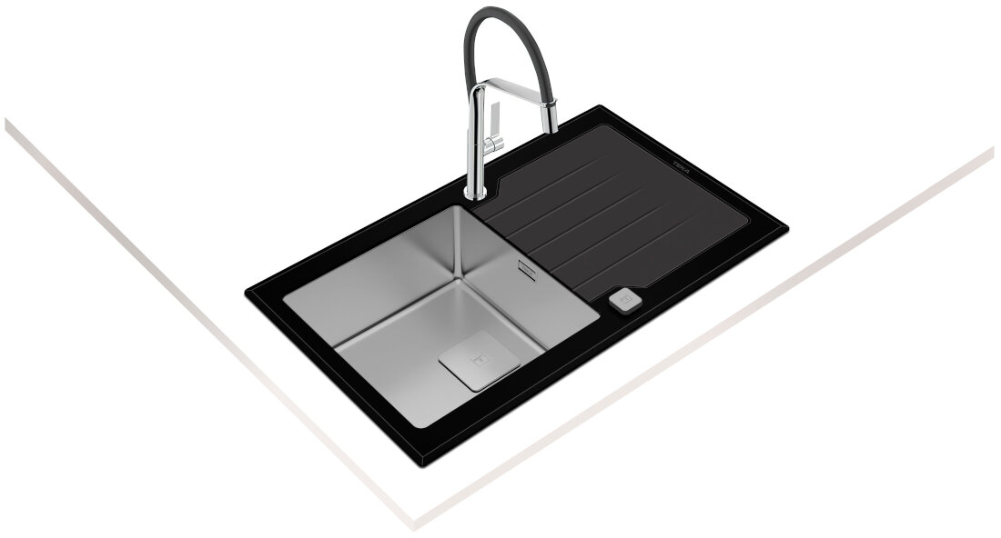 Zlewozmywak TEKA Diamond RS15 1B 1D 86 Czarny odporny na uderzenia bezpieczne szklo hartowane wykonanie