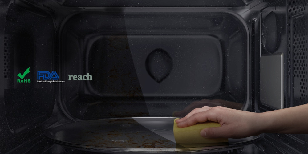 KUCHENKA MIKROFALOWA MIDEA 19L MD-MP012MK-WH Powłoka SmoothShield łatwe czyszczenie gładka powierzchnia FDA, RoHS i REACH najwyższe normy bezpieczeństwa