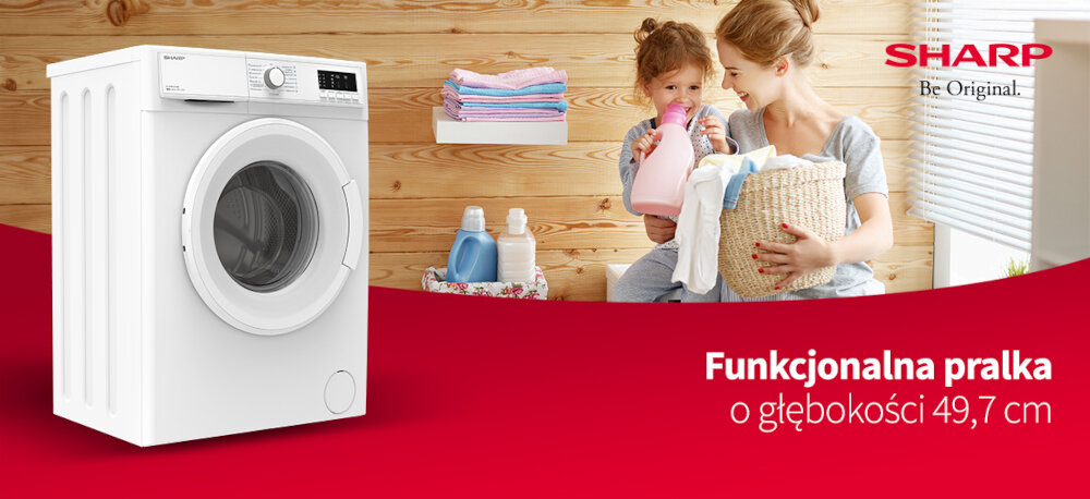 PRALKA SHARP ES-HFM6103WD 6KG 1000OBR program antyalergiczny Allergy Rinse 15 programów planowanie czasu łatwe prasowanie bez zagnieceń