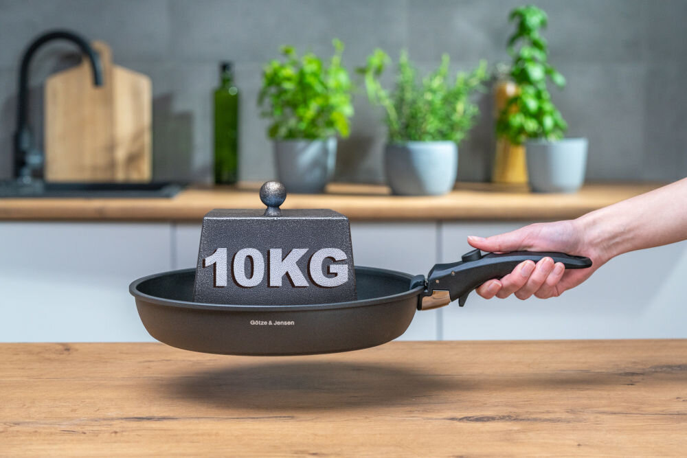 Zestaw patelni GÖTZE & JENSEN Vienna Protect Pro FPS901 (4 elementy) udźwig do 10 kg mocny chwyt pewny chwyt duże obciążenie